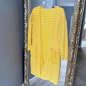 Women’s Yellow Striped Duster with Pockets Large